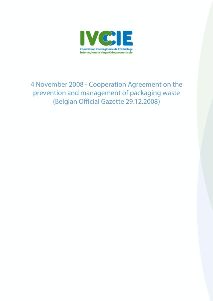 Cooperation agreement of 04-11-2008 on the prevention and management of packaging waste